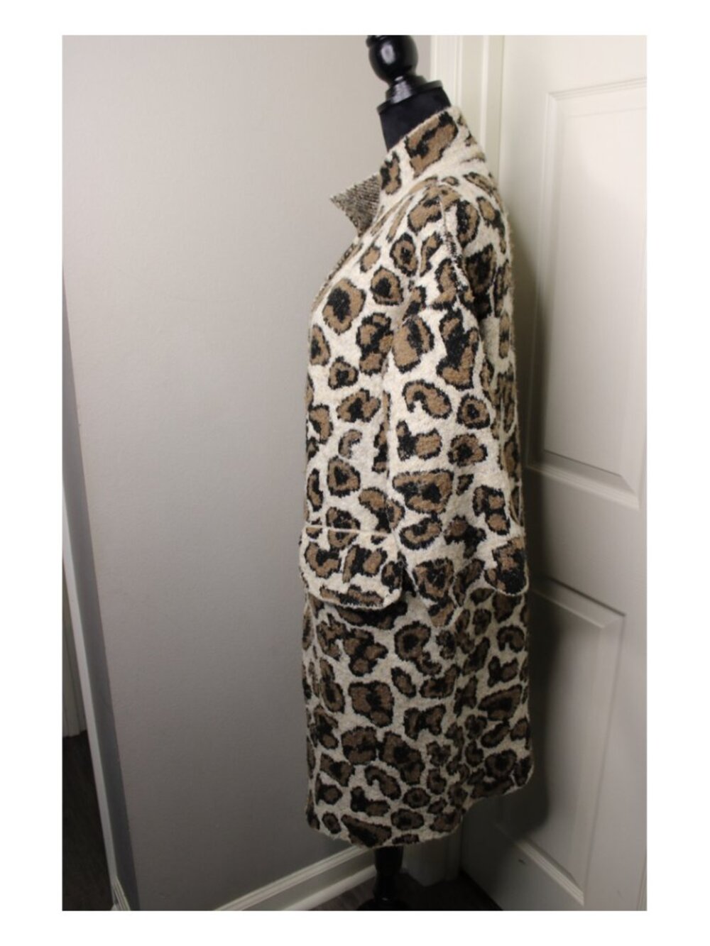 Love Token Leopard Cheetah Print Long Coatigan Cardigan Mob Wife Animal Print - Picture 5 of 9